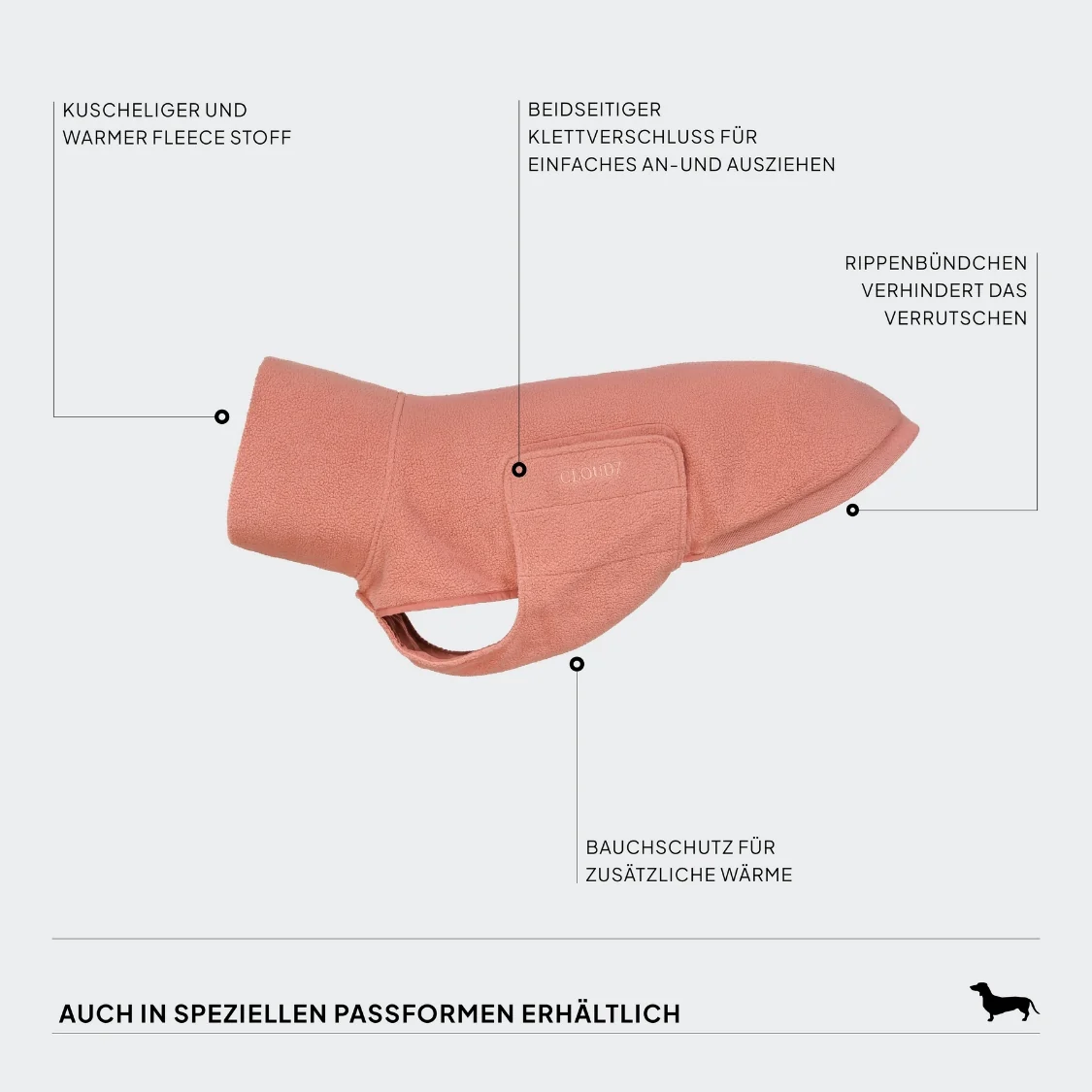 Hundepullover Dackel Fleece Derby 2.0 Faded Rose - Image 3